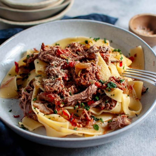 Slow Cooker Lamb Ragu Pasta