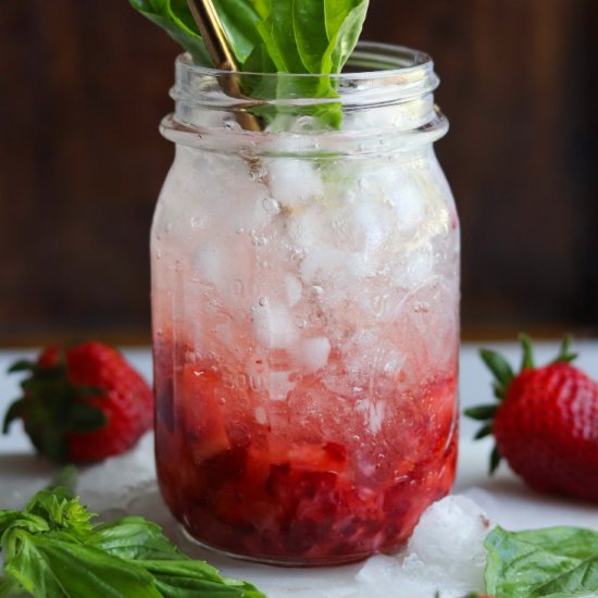 Strawberry Basil Smash Mocktail