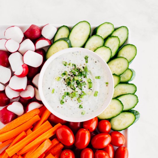 Roasted Scallion Dip with Crudites