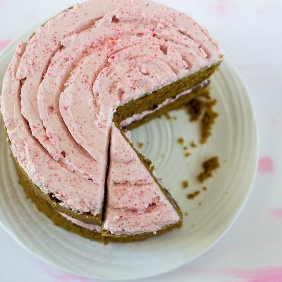 Matcha Cake & Raspberry Rose Cream