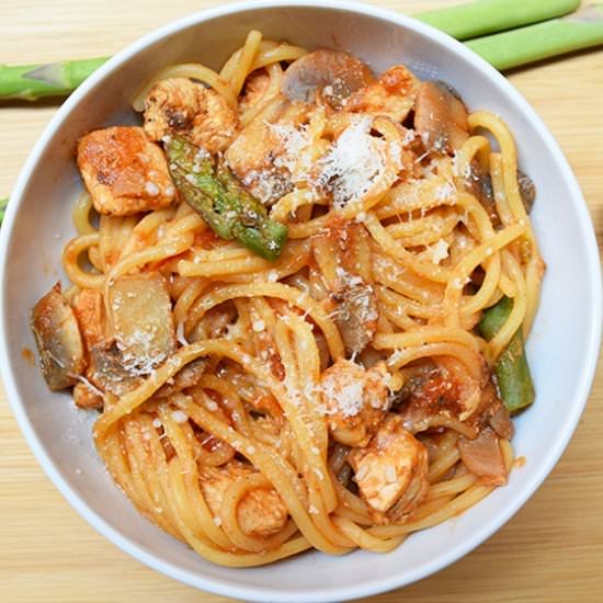 Chicken Mushroom Asparagus Spaghetti