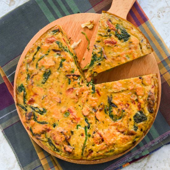 Sweet potato omelet with spinach