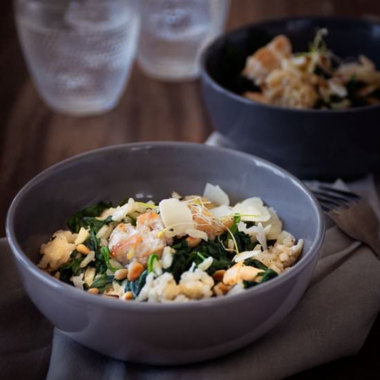 Risotto with spinach and chicken