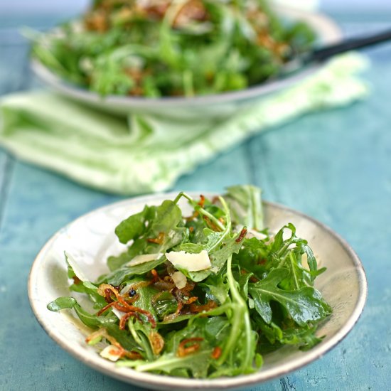 rocket, shallot and Parmesan salad