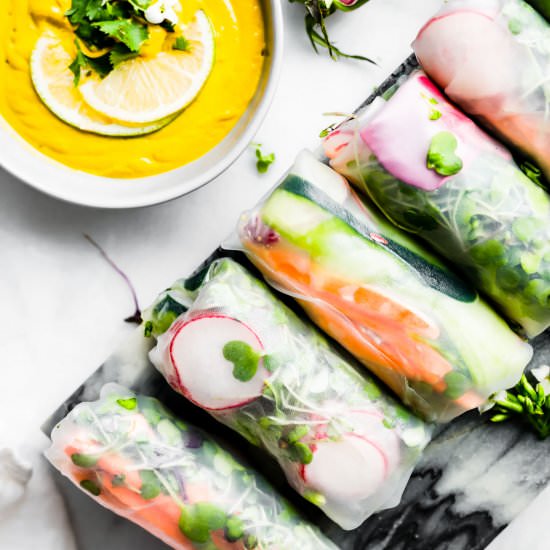 Vegan Spring Rolls with Curry Dip