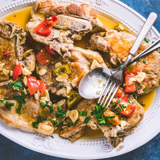 Pork Chops with Vinegar Peppers