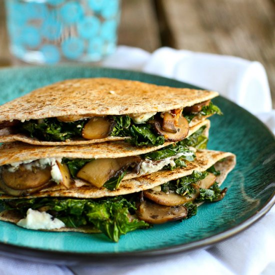 Kale Mushroom Quesadilla