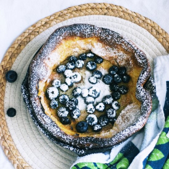 Dutch baby with blueberries