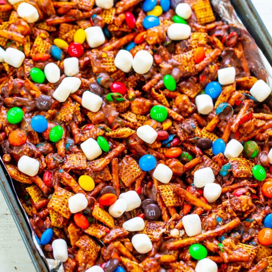 Chocolate PB Chex Mix Bars