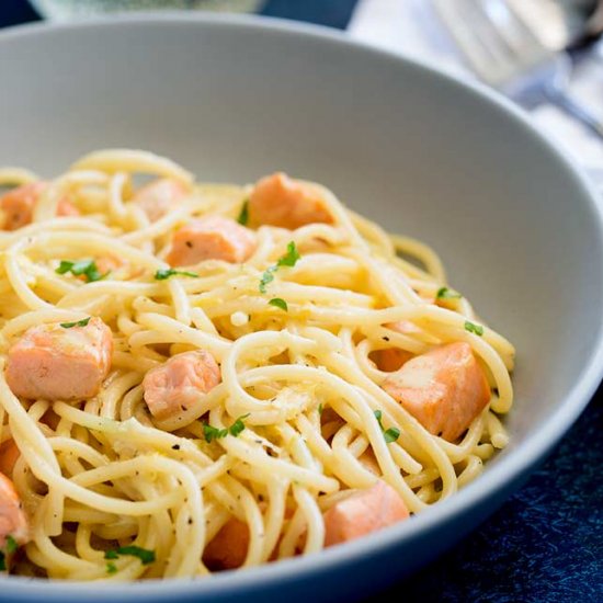 Creamy Lemon Salmon Pasta