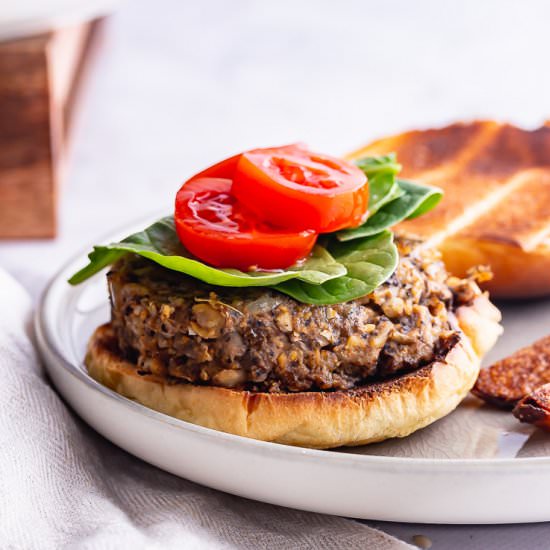 Mushroom Burger with Pearl Barley