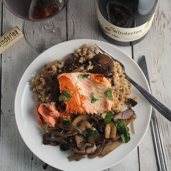 Salmon Farro and Mushrooms