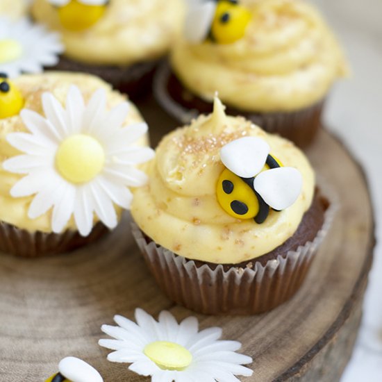 Chocolate honeycomb cupcakes