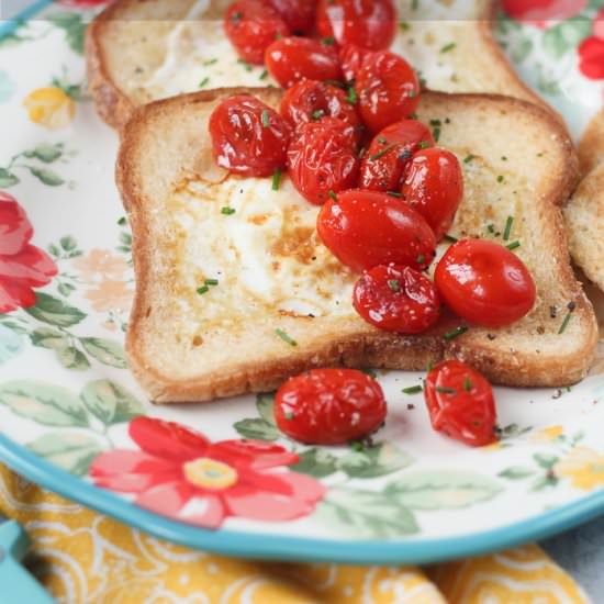 Egg in the Hole with Bursted Tomato