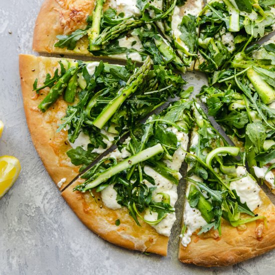 Burrata Pizza with Shaved Asparagus