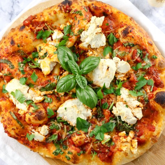 Best Ever Vegan Tomato Basil Pizza