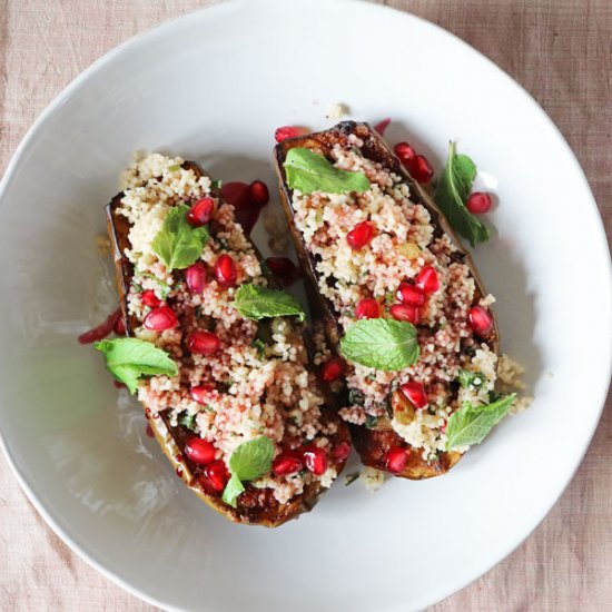 Roasted eggplant with herb couscous