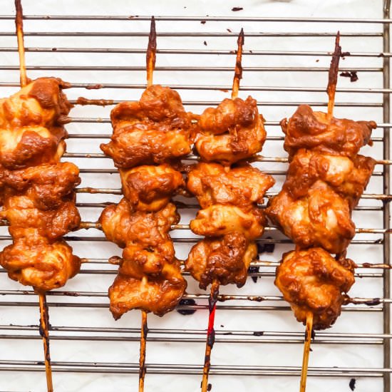 Chicken Satay Skewers Peanut Sauce