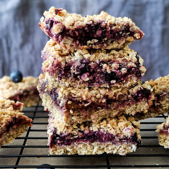 Rhubarb & Blueberry Crumble Bars