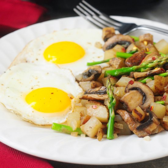 Asparagus Mushroom Potato Hash