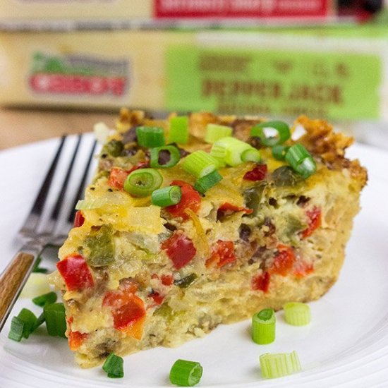 Cheesy Quiche with Hash Brown Crust