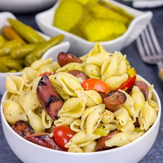 Chicago Hot Dog Pasta Salad