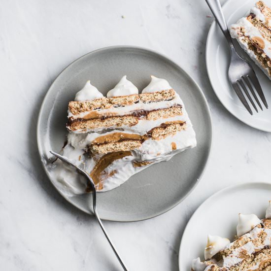 S’mores Peanut Butter Icebox Cake