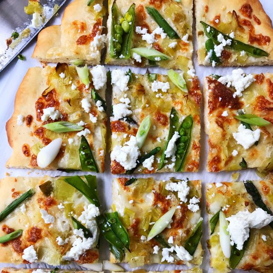 Spring Pizza with Asparagus, Leeks