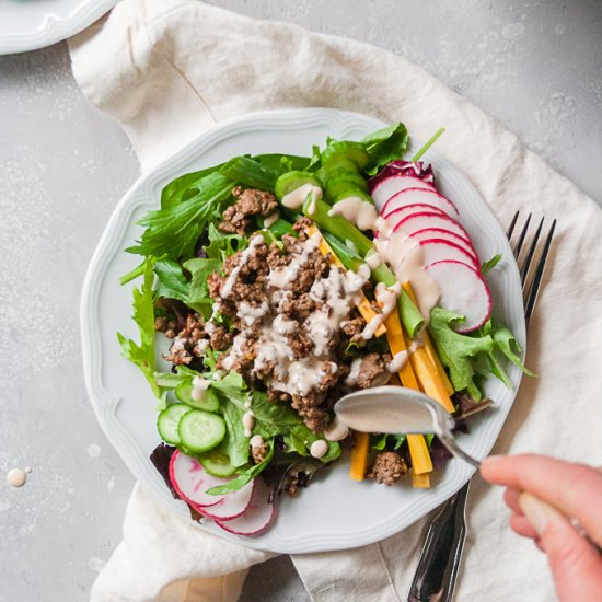 Korean Beef Salad & Sriracha Ranch