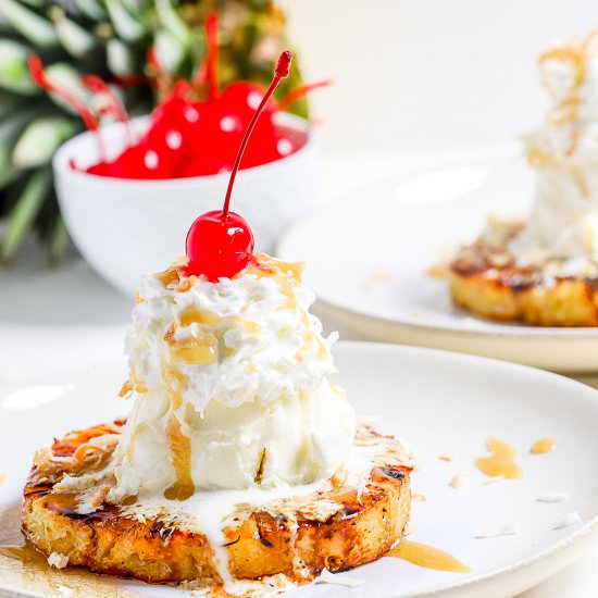 Grilled Pineapple Ice Cream Sundaes