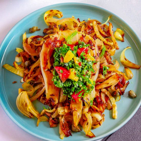 Caramelized fennel & cilantro salsa