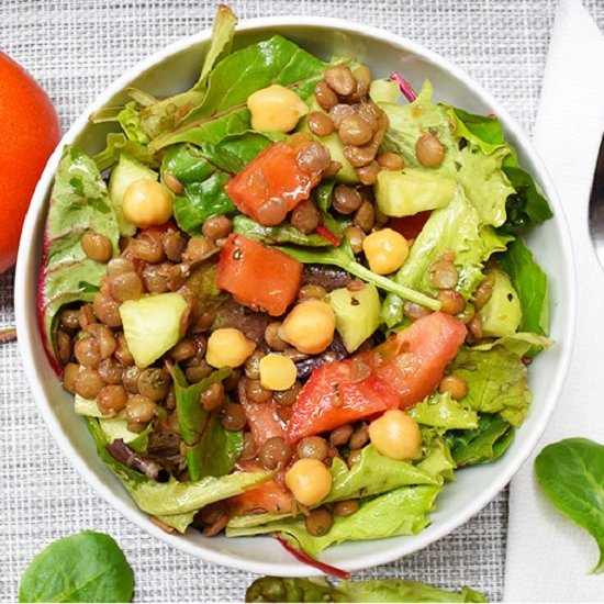 Vegan Lentil Mixed Greens Salad