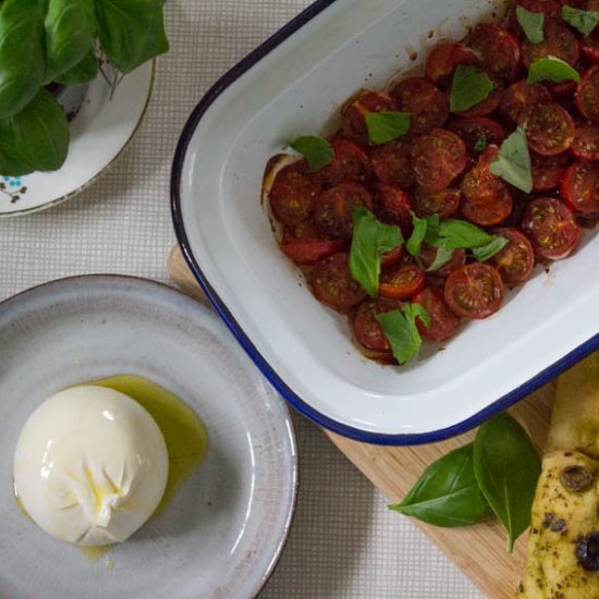 Roasted Tomatoes and Burrata