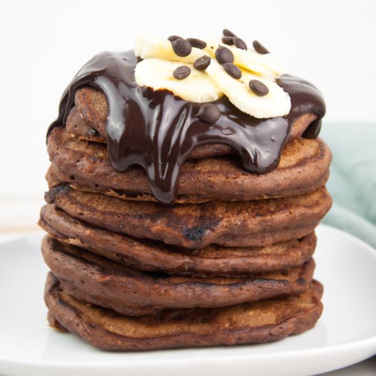 Fluffy Vegan Chocolate Pancakes