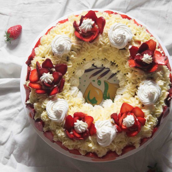 Eggless Whole Wheat Strawberry Cake