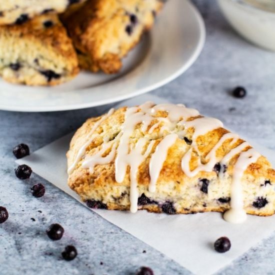 Blueberry Scones with Lemon Glaze