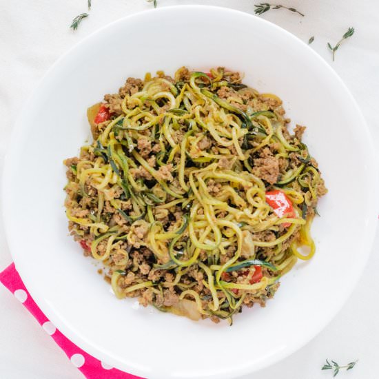 Zucchini Noodles & Ground Beef