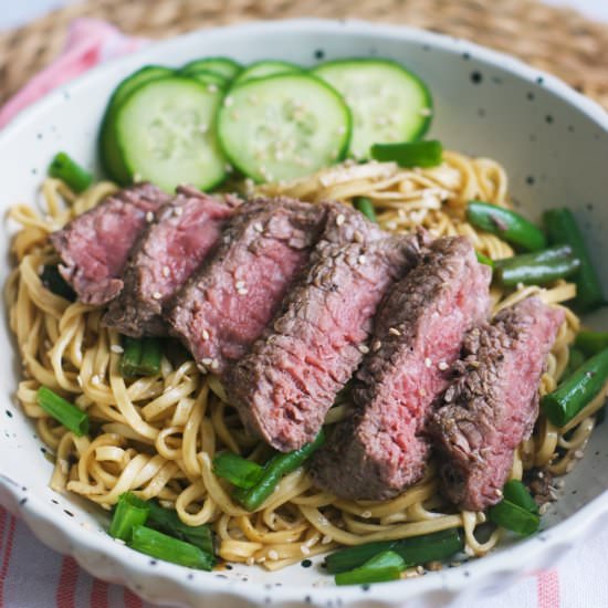 Asian Noodles With Beef & Beans