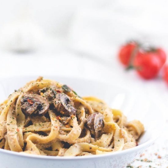 Mushroom and Herb Pasta with plant-