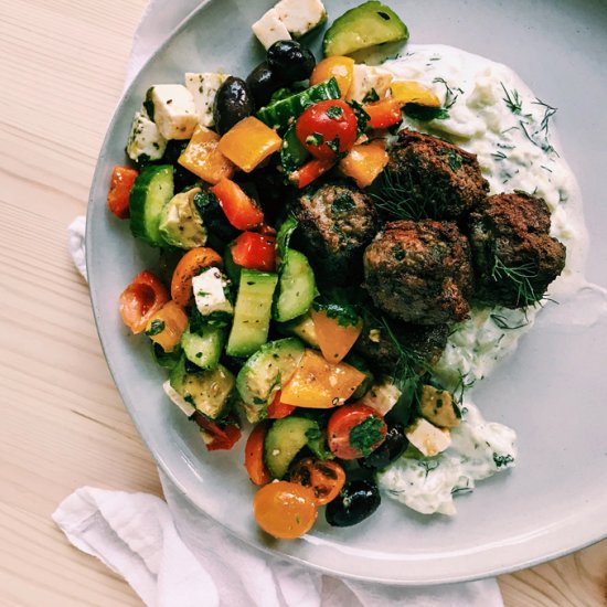 Greek Lamb Meatballs and Tzatziki