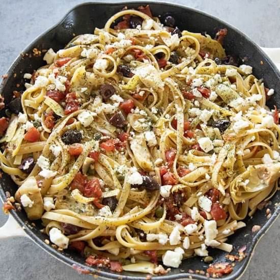 Easy Greek Fettuccine