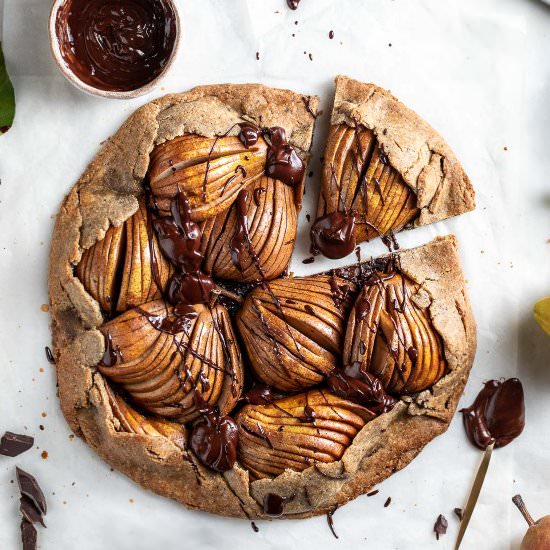 GF Vegan Chocolate Pear Galette