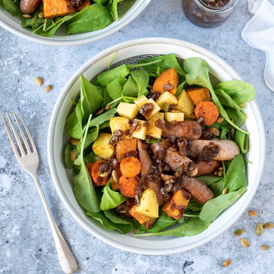 Sausage and Roast Veggie Salads