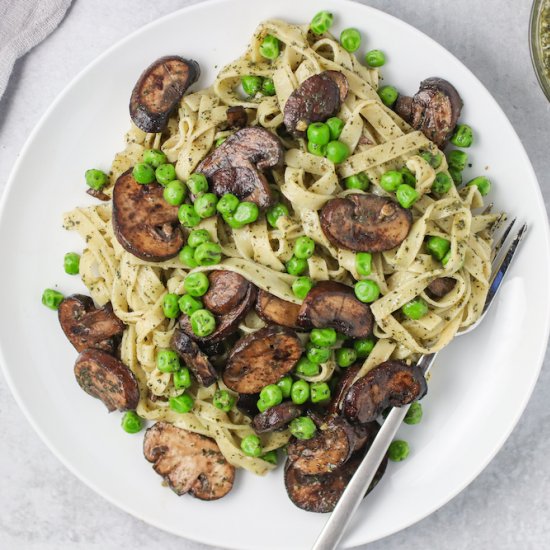 Mushroom & Pea Pesto Fettuccine