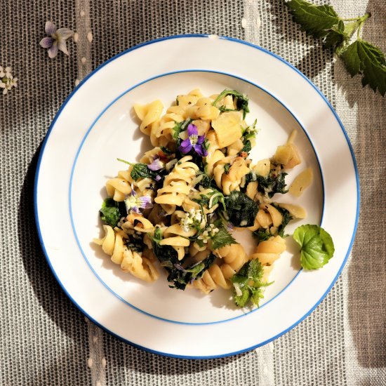 Stinging Nettle Pasta w/Vegan Parm