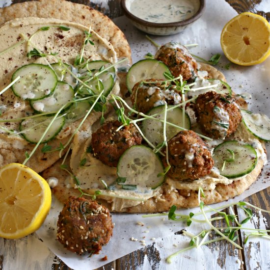 Cauliflower Falafel on Naan