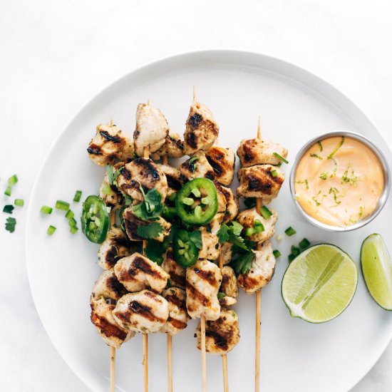 Jalapeno Lime Chicken Skewers