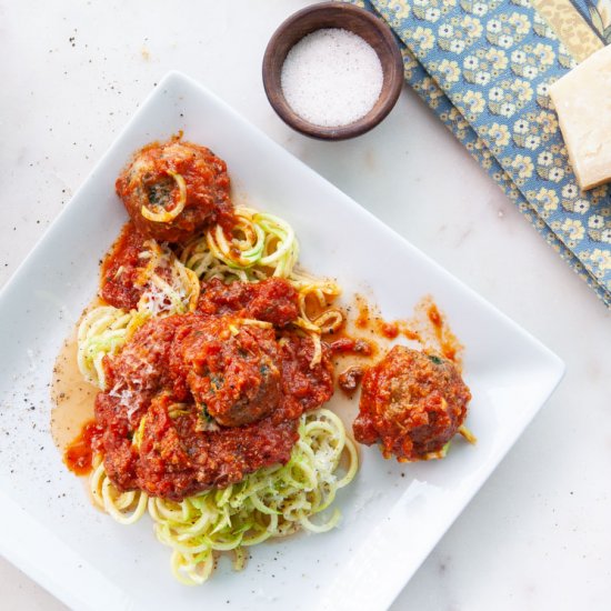 Baked Meatballs with Zoodles