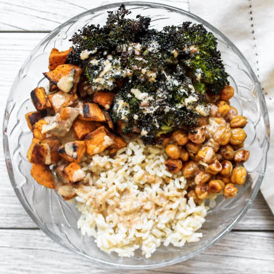 Almond Butter Tahini Rice Bowls