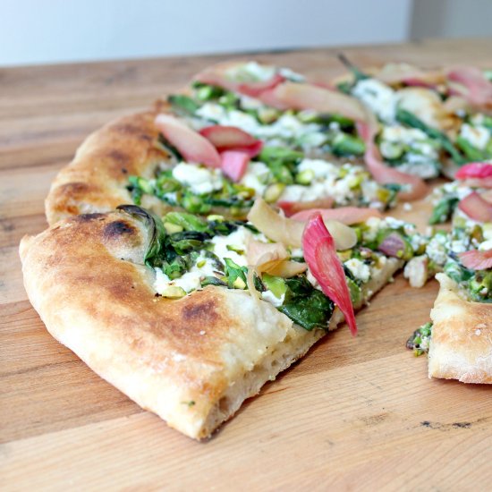 Asparagus and Pickled Rhubarb Pizza